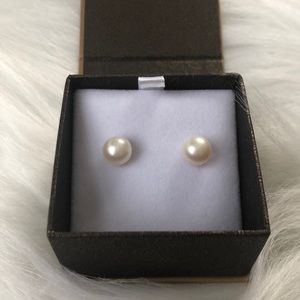 14k Yellow Gold Pearl Stud Earrings 8.5-9mm